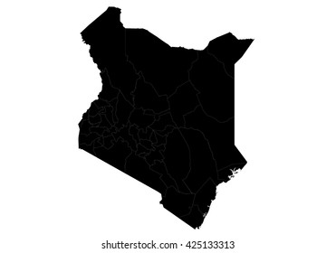 Vector map-kenya country on white background.