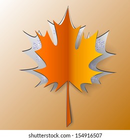 Vector Maple Autumn Leaf Cut From Paper With Winter Shown Coming