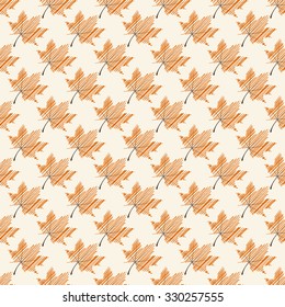 Vector maple autumn leaves seamless pattern background.