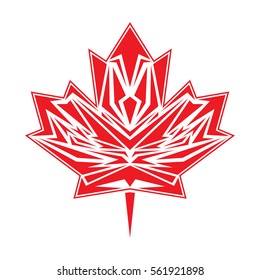 A vector maple leaf constructed out of sharp shapes. This classic symbol represents the country of Canada.