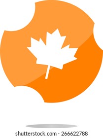 vector maple leaf icon glassy web button
