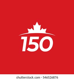 A vector maple leaf icon rising above a horizon with the number 150. This simple graphic represents the 150th anniversary of Canada.