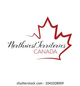 A vector maple leaf outline holding text that reads Northwest Territories, Canada.