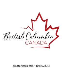 A vector maple leaf outline holding text that reads British Columbia, Canada.