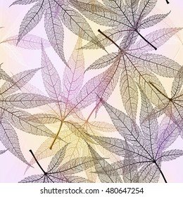 Vector maple leaf pattern. Seamless bonsai Japanese maple leaves wallpaper  background wallpaper.
