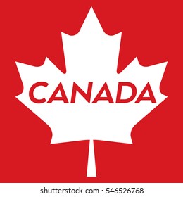 A vector maple leaf with text in the middle that says Canada.