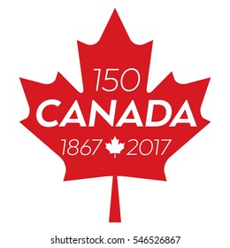 A vector maple leaf with text in the middle that says Canada and also includes the date range of 1867-2017 representing Canada's 150th anniversary.