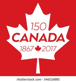 A vector maple leaf with text in the middle that says Canada and also includes the date range of 1867-2017 representing Canada's 150th anniversary.
