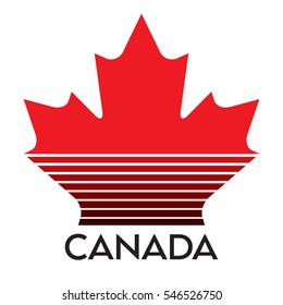 A vector maple leaf with text underneath that says Canada.