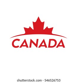 A vector maple leaf with text underneath that says Canada.