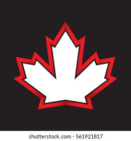 A vector maple leaf with a thick border. This classic symbol represents the country of Canada.