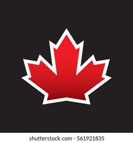 A vector maple leaf with a thick border. This classic symbol represents the country of Canada.