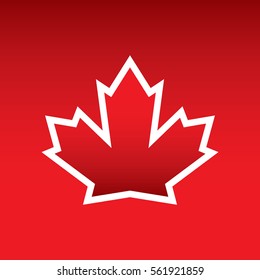 A vector maple leaf with a thick border. This classic symbol represents the country of Canada.