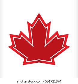 A vector maple leaf with a thick border. This classic symbol represents the country of Canada.