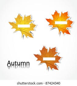 Vector maple leaves tags with copy space