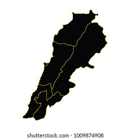 Vector map-Lebanon country on white background, Map-Lebanon map. Each city and border has separately. Vector illustration eps 10.