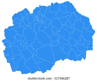 Vector map-macedonia country on white background., blue color