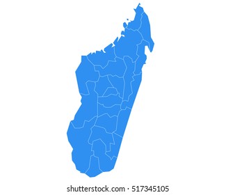 Vector map-madagascar country on white background., blue color