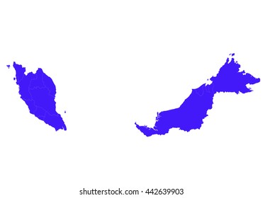 Vector map-malaysia country on white background., blue color.