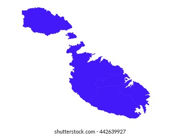 Vector map-malta country on white background.