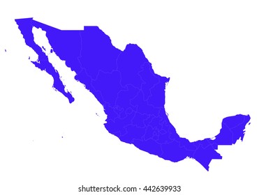 Vector map-mexico country on white background., blue color.