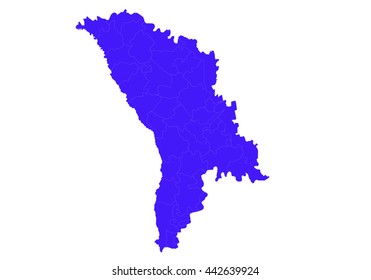 Vector map-moldova country on white background., blue color.