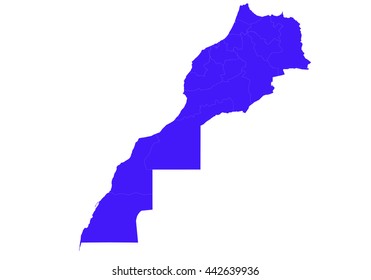 Vector map-morocco country on white background., blue color.