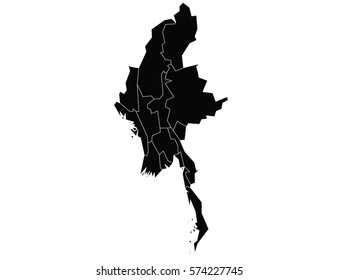 Vector map-myanmar country on white background