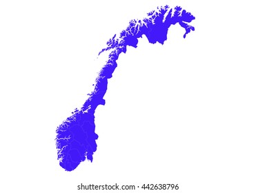 Vector map-norway country on white background., blue color.