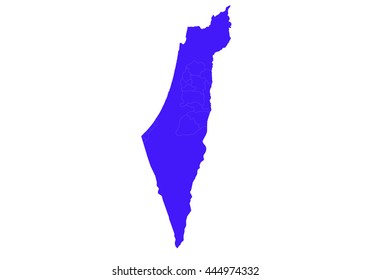 Vector map-palestine country on white background. blue color.