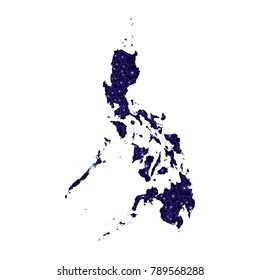 Vector map-philippines country, Map of Philippines - Blue Geometric Rumpled Triangular , Polygonal Design For Your. High Detailed Blue Map of Philippines isolated on white background.