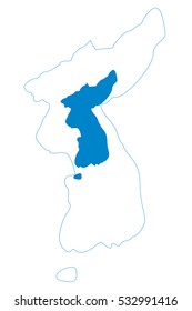 Vector map-Stub of Korean Peninsula country on white background