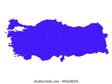 Vector map-turkey country on white background.  Blue color.