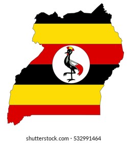 Vector map-uganda country on white background.