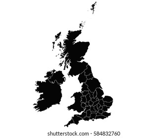 Vector map-uk country on white background