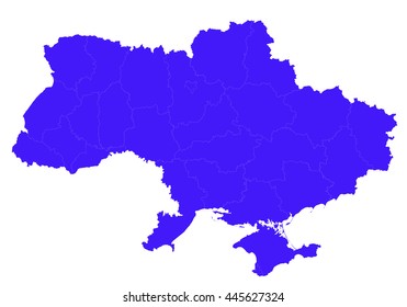 Vector map-ukraine country on white background.  Blue color.
