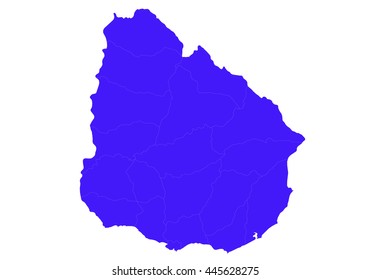 Vector map-uruguay country on white background.  Blue color.