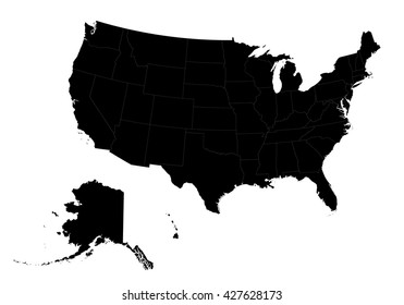 Vector map-usa country on white background.