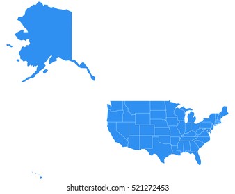 Vector map-usa Mercator country on white background