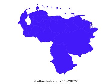 Vector map-venezuela country on white background.  Blue color.