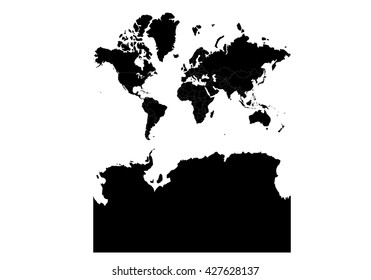 Vector map-world With Antarctica on white background.