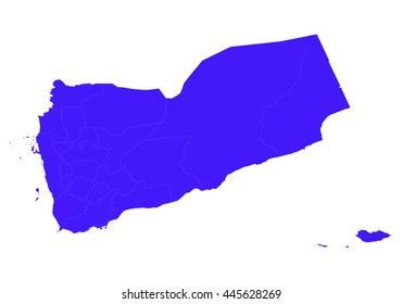 Vector map-yemen country on white background.  Blue color.