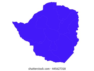 Vector map-zimbabwe country on white background.  Blue color.