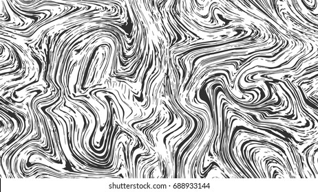 Vector marble abstract seamless pattern in the ebru style. Black and white texture, wood pattern background. eps 8 