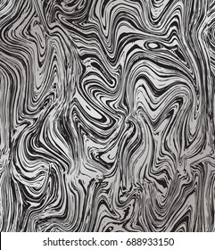 Vector marble abstract seamless pattern in the ebru style. Black and white texture, wood pattern background. eps 8 