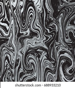 Vector marble abstract seamless pattern in the ebru style. Black and white texture, wood pattern background. eps 8 