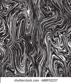 Vector marble abstract seamless pattern in the ebru style. Black and white texture, wood pattern background. eps 8 