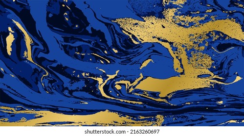 Vector marble blue and gold texture