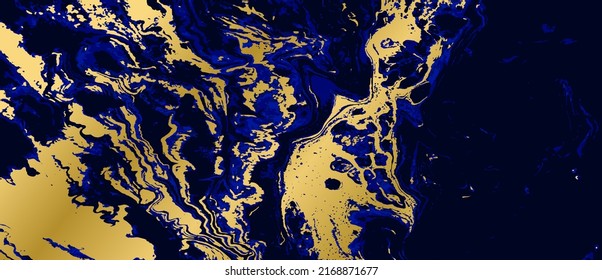Vector marble blue and gold texture