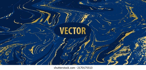 Vector marble blue and gold texture